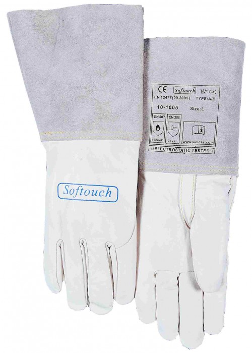 Weldas SOFTouch™ top grain calfskin welding glove with reinforced thumb.-S