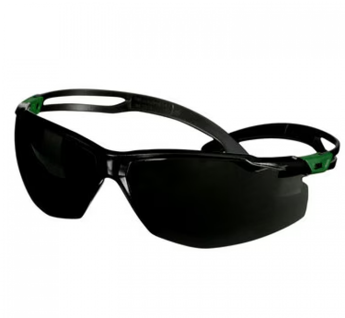 3M™ SecureFit™ 500 Safety Glasses, Green/Black frame, Anti-Scratch + (K), IR 5.0 Grey lens