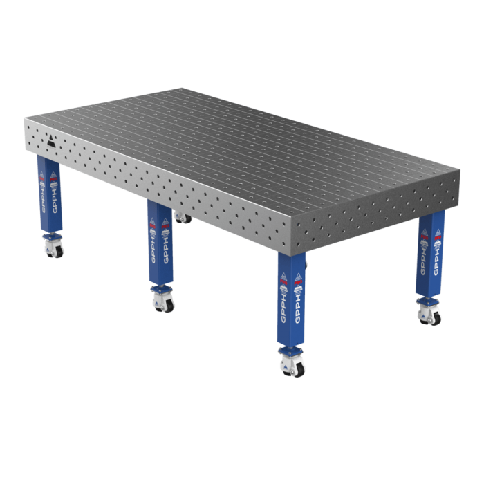 GPPH Welding Table PRO on wheels 2400x1200 mm Ø16 mm grid 100x100 mm