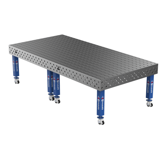 GPPH Welding Table PRO on wheels 3000x1480 mm Ø28 mm grid 100x100 mm