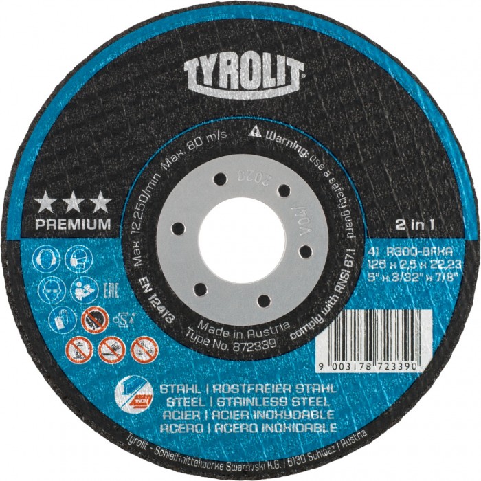 Tyrolit Tyrolution Premium *** 2-in-1 super-thin cut-off disc cutting wheels 115mm (4 1/2") x 1 - BOX 25