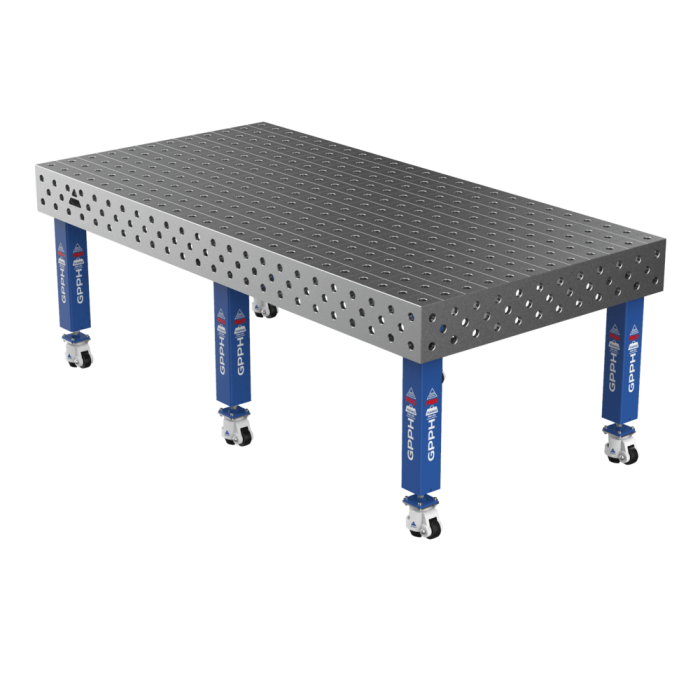 GPPH Welding Table PRO on wheels 2400x1200 mm Ø28 mm grid 100x100 mm