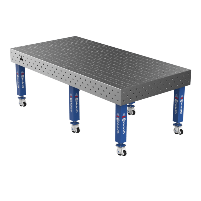 GPPH Welding Table PRO on wheels 2400x1200 mm Ø16 mm diagonal grid