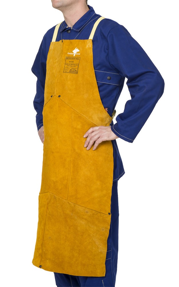 Weldas Golden Brown™ split cowleather welding bib apron MigAnglia