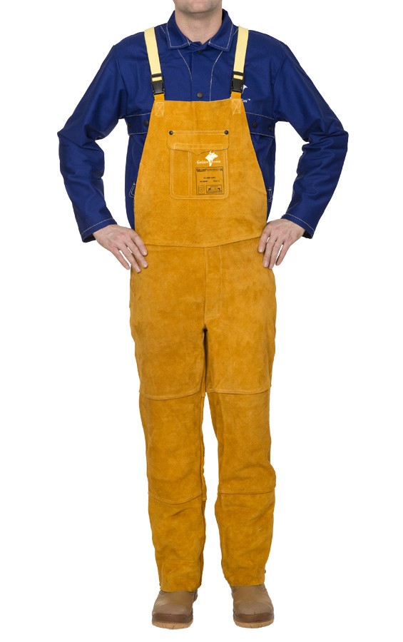 Weldas Golden Brown™ split cowleather welding pants with brest