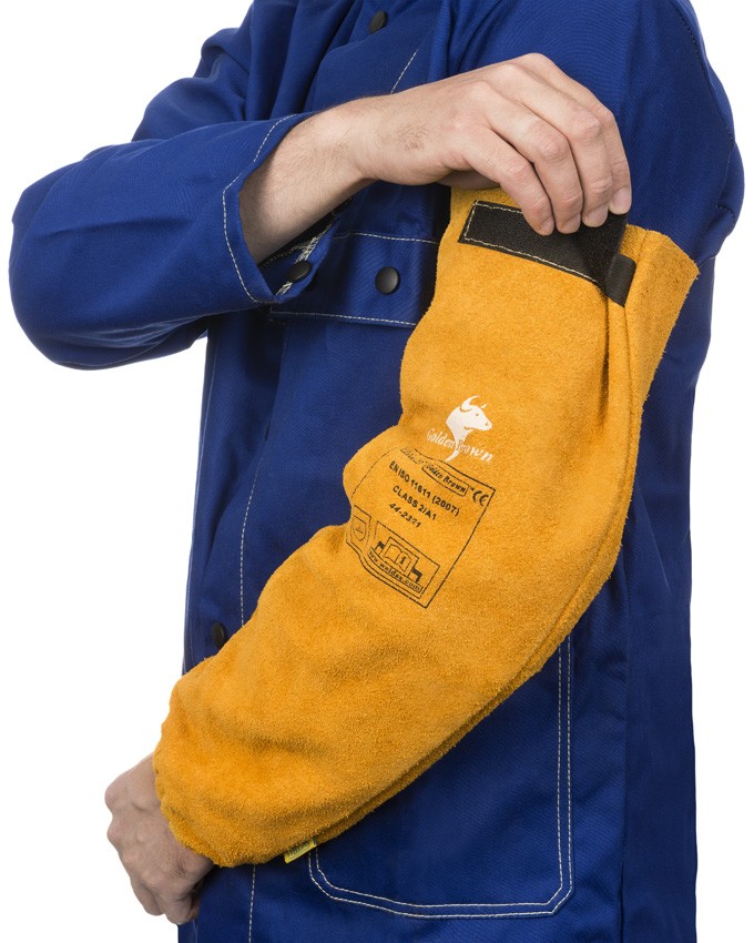 thumbnail image 2 of Weldas® Golden Brown™ Leather Welding Sleeves, Protect The Wrist To Upper Arm, For Medium To Heavy Duty Applications, 44-2321, Golden Brown, Pack Of 1 Pair 2 of 13