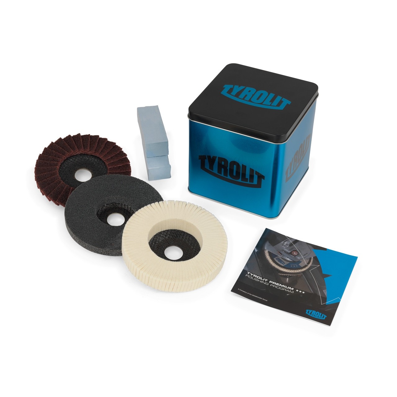 Tyrolit PREMIUM*** polishing program set for steel, stainless steel and