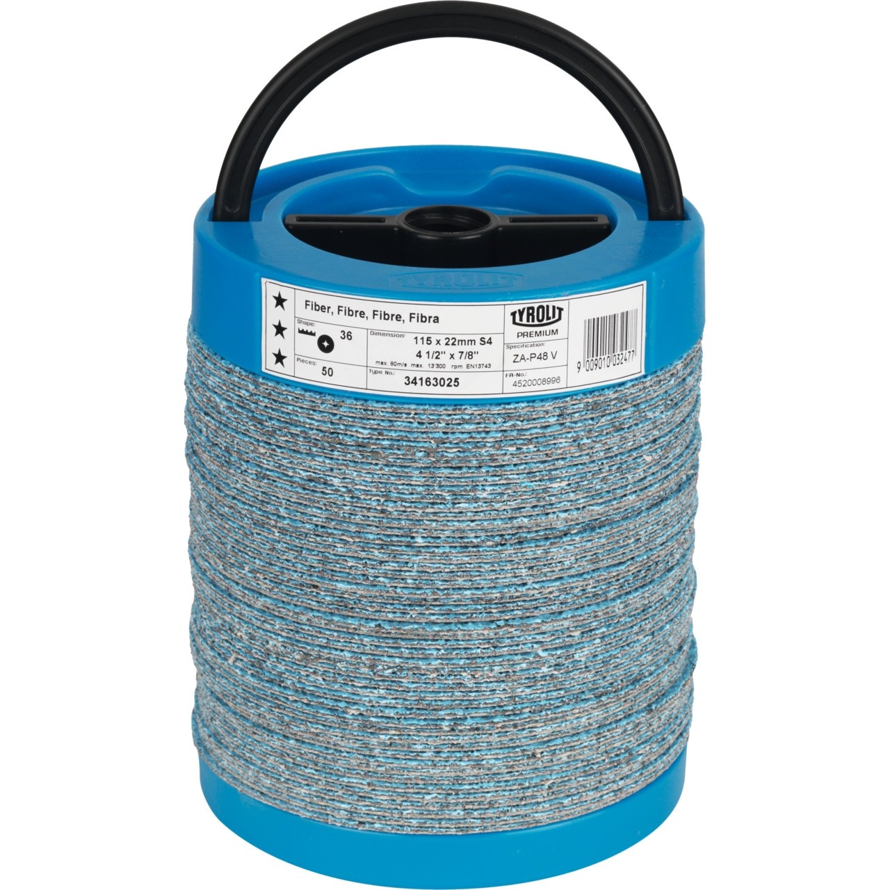 Tyrolit PREMIUM*** Zirconium Fibre Sanding Disc for Steel and Stainless Steel 115mm (4 1/2") x