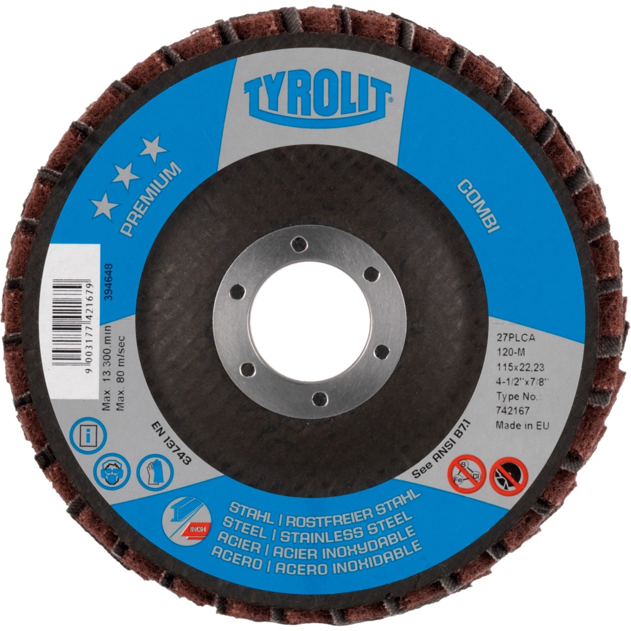 Tyrolit PREMIUM*** COMBI Flap disc for Steel and Stainless Steel 115mm
